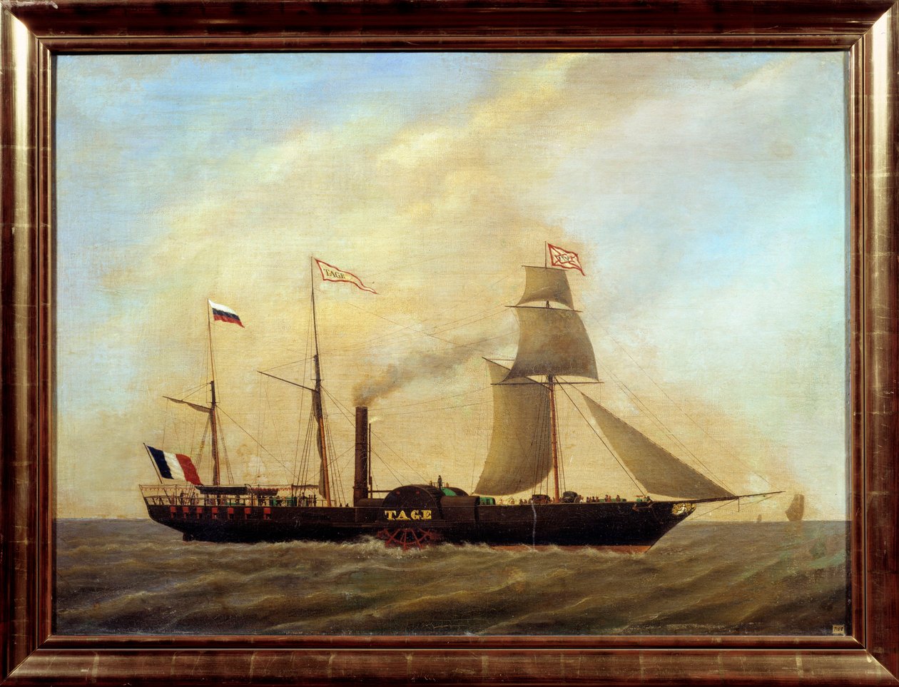 Ship with blades on the river Tagus Anonymous painting. 19th century Marseille museum of the Marine 作者 未知艺术家