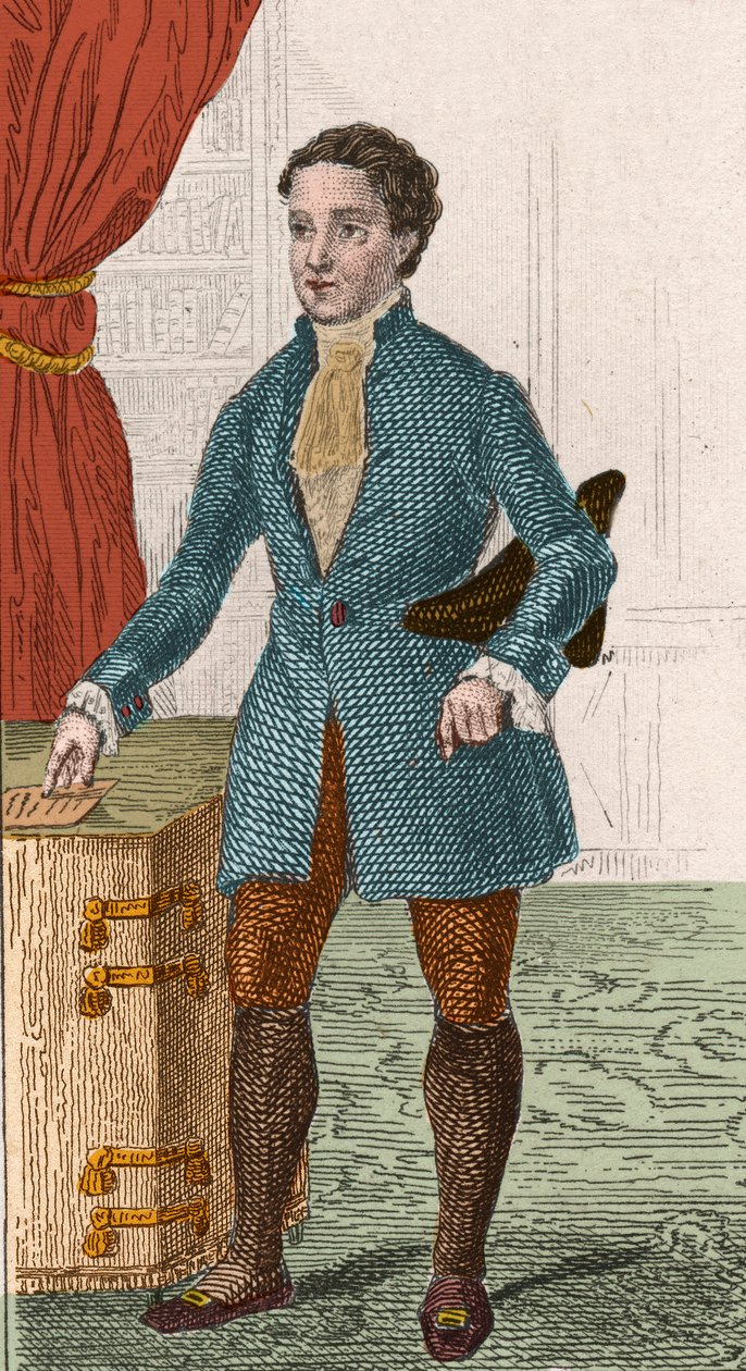 卢米埃尔时代：法国作家和哲学家丹尼斯-狄德罗（1713-1784）的画像。1876年的雕版画。 作者 未知艺术家