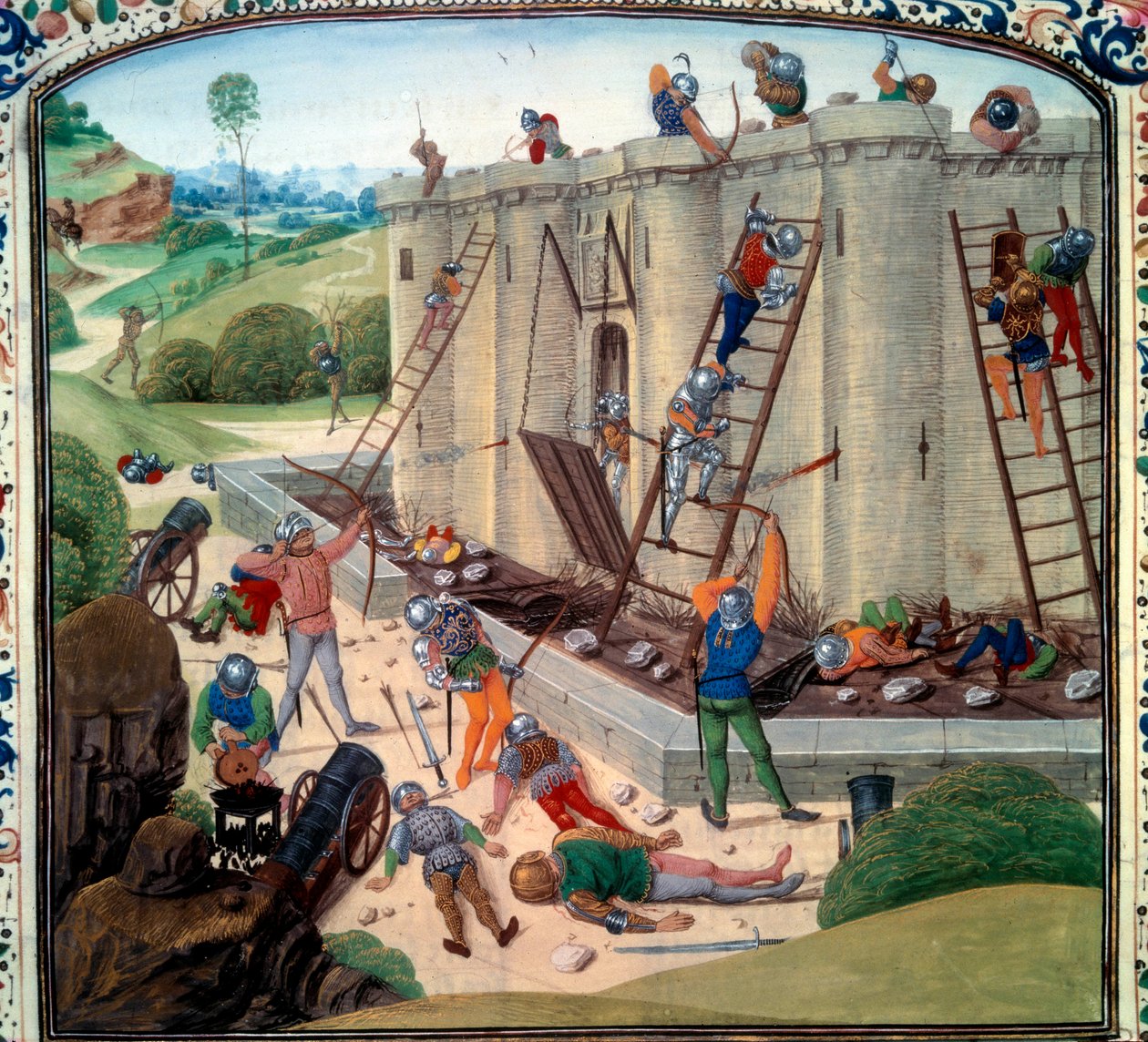 布列斯特围城（公元 1386 年）。 Jean Froissart 的“编年史”中的缩影（Folio 116v） 作者 未知艺术家