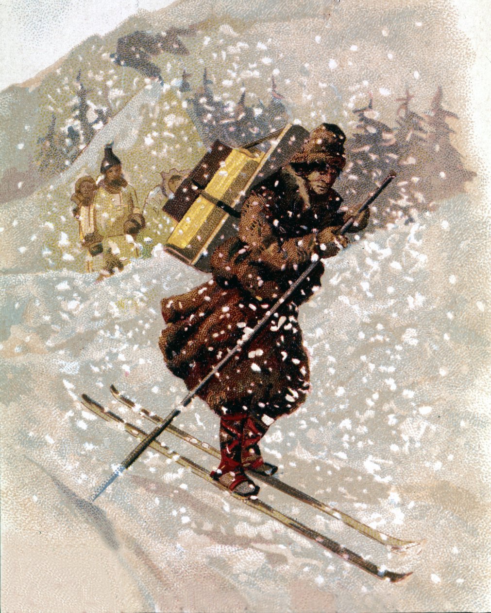 滑雪者。 色度。 作者 未知艺术家