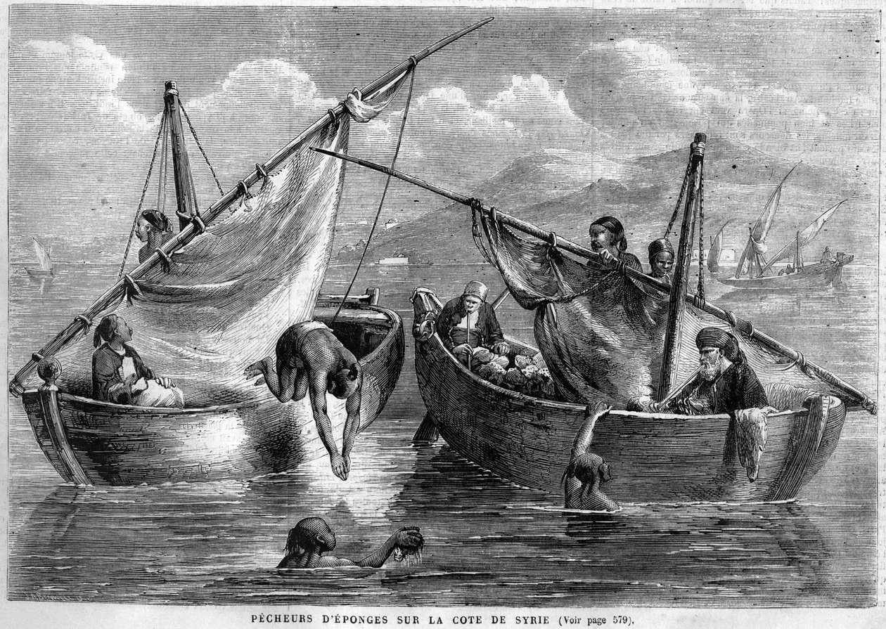 1867年叙利亚海岸的海绵渔民 作者 未知艺术家