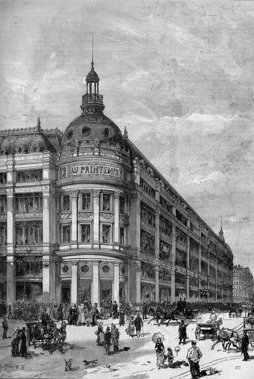 1883年巴黎的春季百货商店。普罗旺斯街和考马汀街之间的转角亭子。 作者 未知艺术家