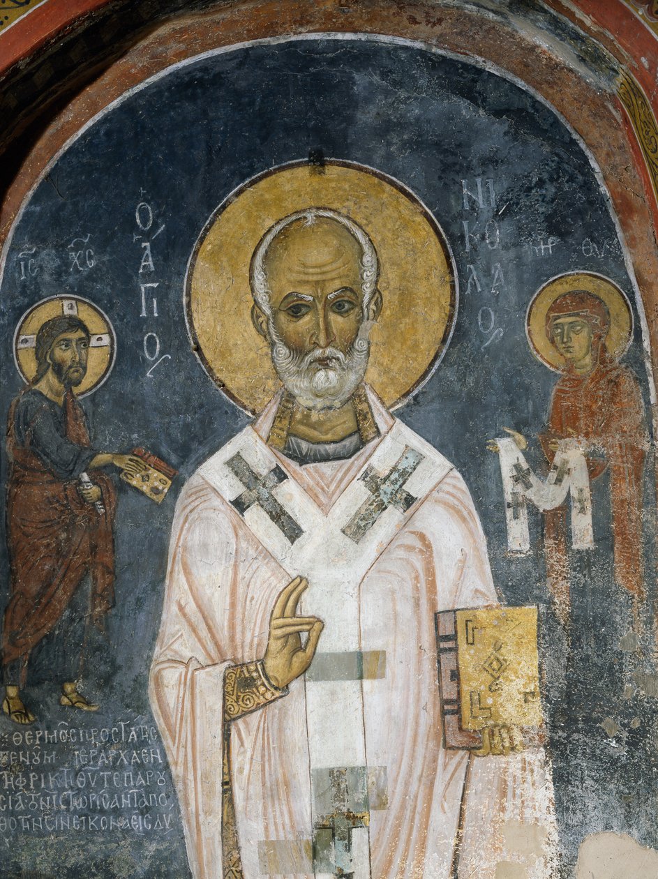 迈拉的圣尼古拉，壁画（12世纪），Ayios Nikolaos tis Steyis（屋顶的圣尼古拉）教堂（11世纪）（联合国教科文组织世界遗产名录，2001年），塞浦路斯特罗多斯山。 作者 未知艺术家