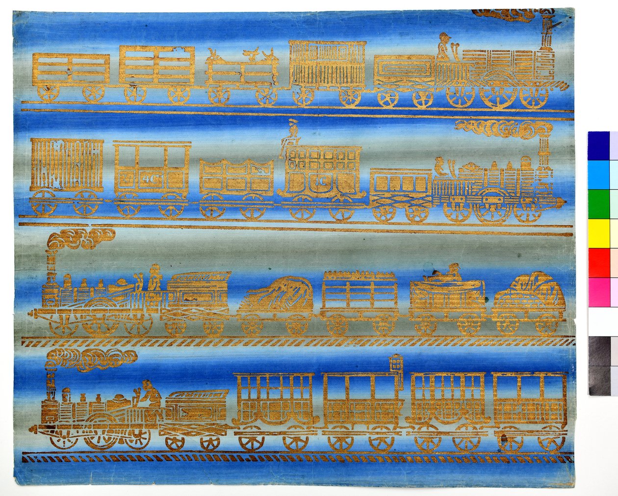 蒸汽机车，约 1850 年（木刻装订纸） 作者 未知艺术家