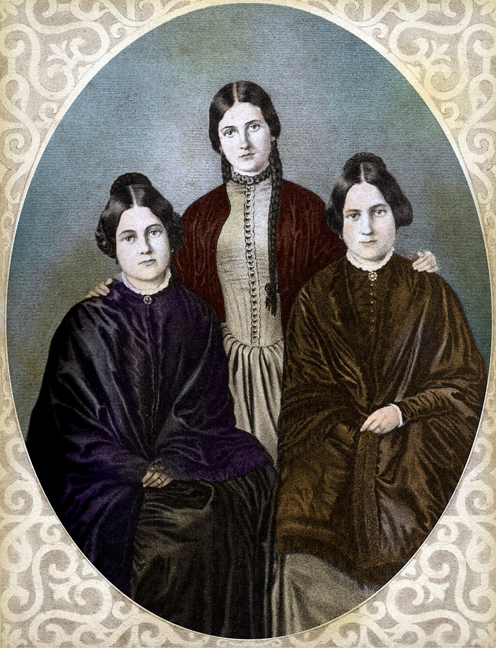 福克斯姐妹 玛格丽特-玛吉（1837-1893 年）、凯特（1828-1892 年）和莉娅（1814-1880 年）：玛格丽特或玛姬（1837-1893 年）、凯特（1828-1892 年）和莉娅（1814-1880 年），灵修和灵性主义的先驱者 作者 未知艺术家