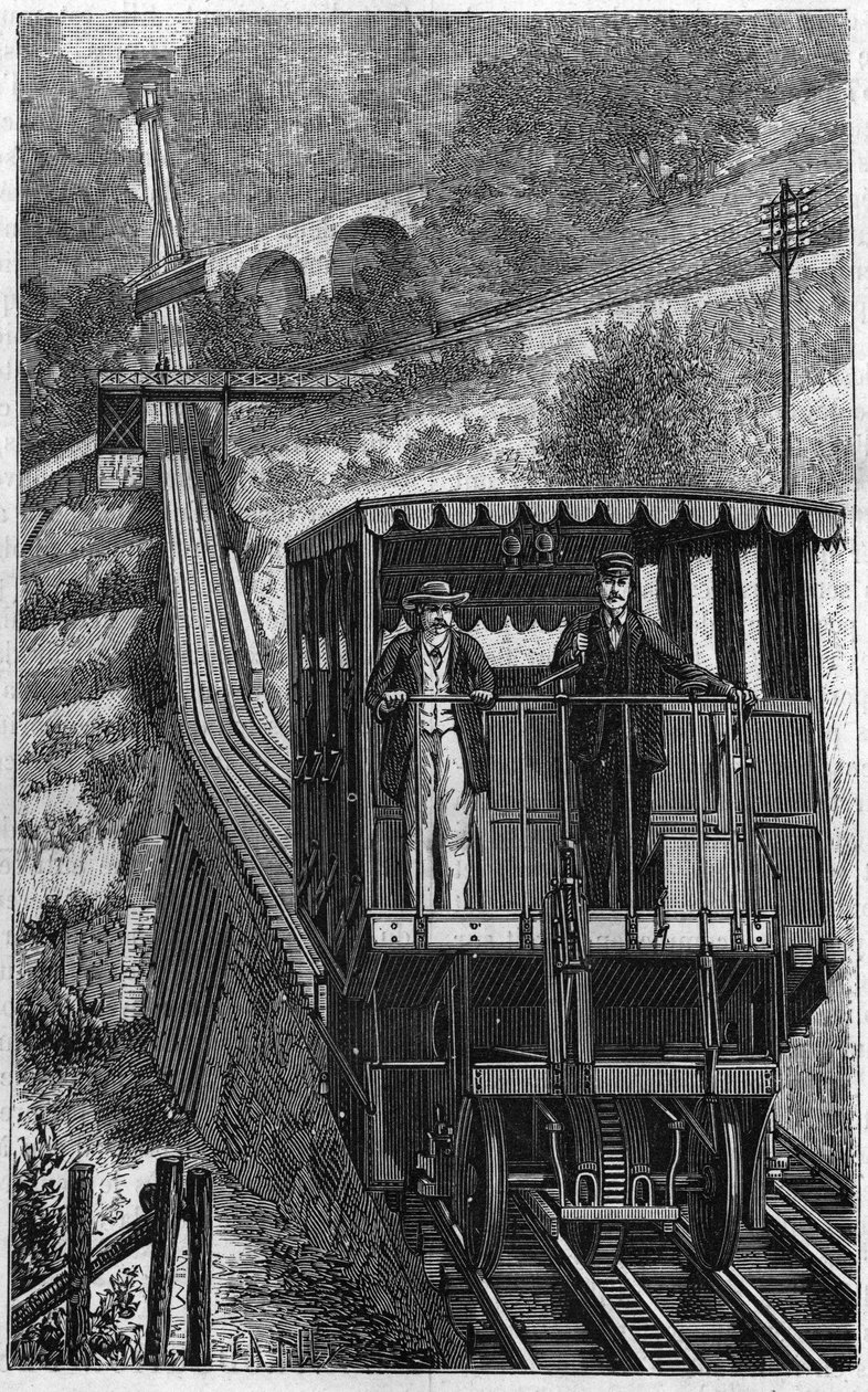 Territet Glion铁路。1884年在瑞士的格利昂线。 作者 未知艺术家