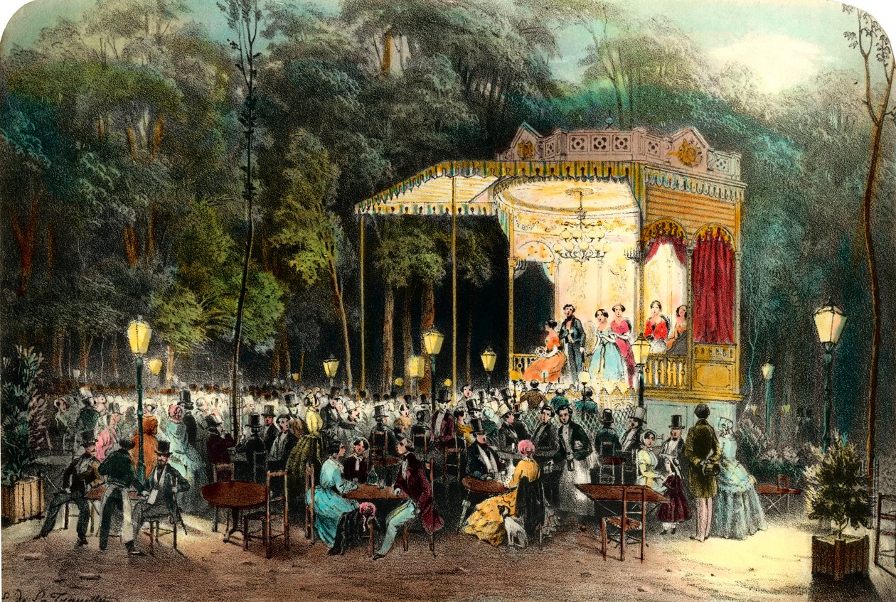 The Cafe des Ambassadeurs aux Champs Elysees Engraving from 1853 Private collection 作者 未知艺术家