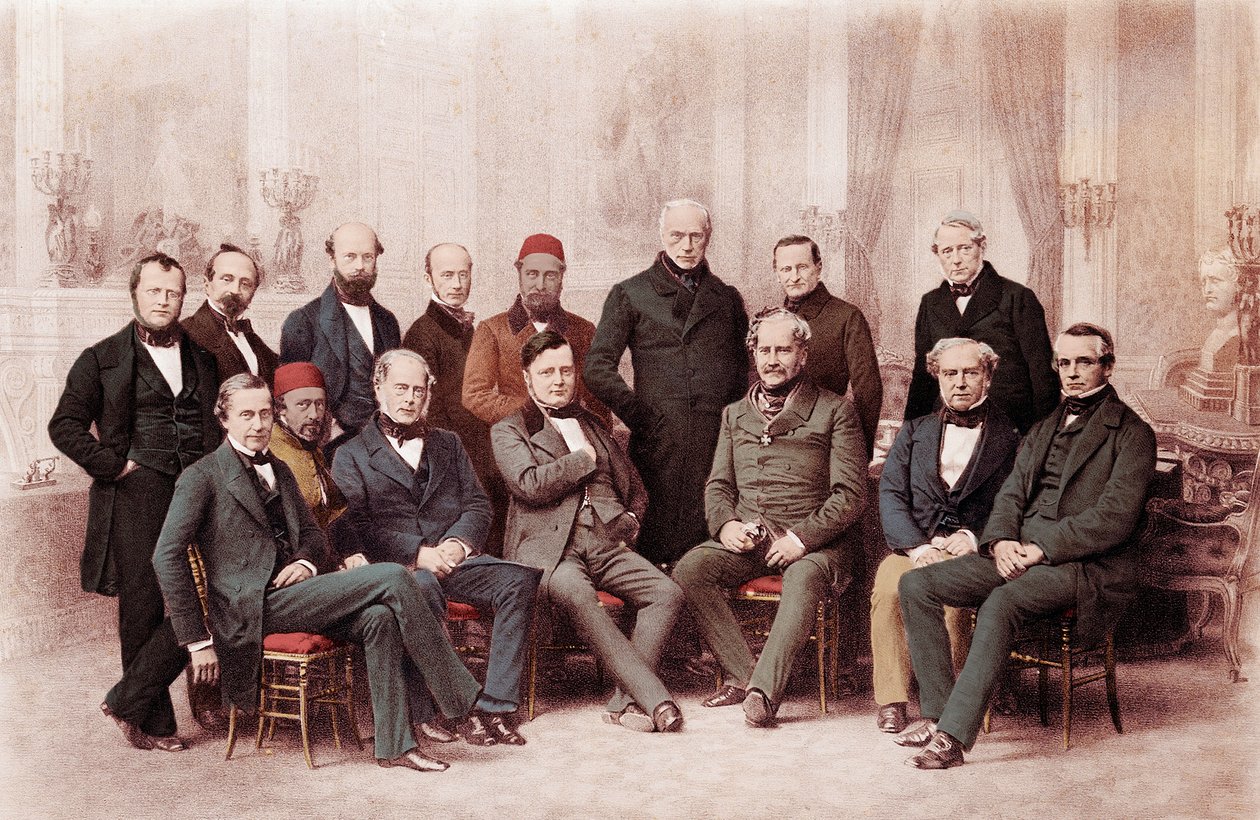 The Congress of Paris was a peace conference held in Paris, France, in 1856, between representatives of the great powers in Europe to make peace after the almost three year long Crimean War - Crimee War (1853-1856): legats representing individual powers at 作者 未知艺术家