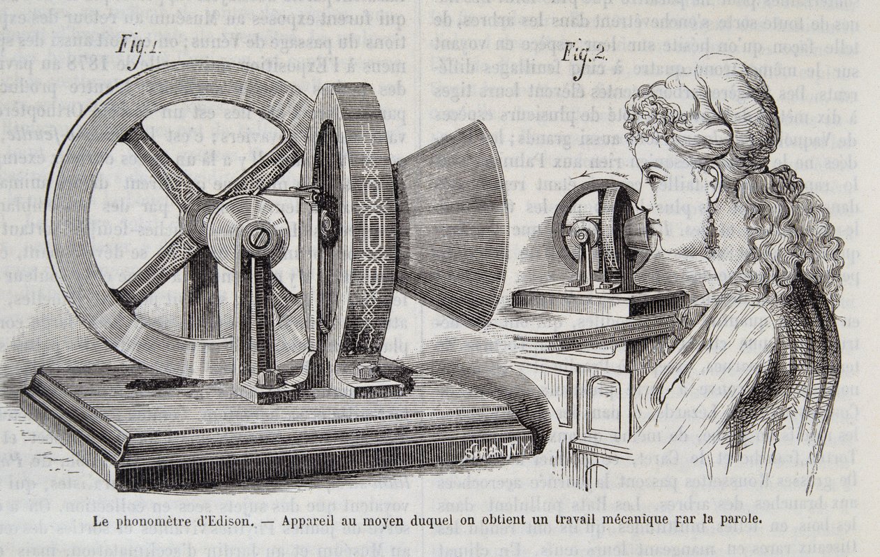 The Edison phonometer - device by means of which a mechanical work is obtained by speech in “” Nature”” 1878. 作者 未知艺术家