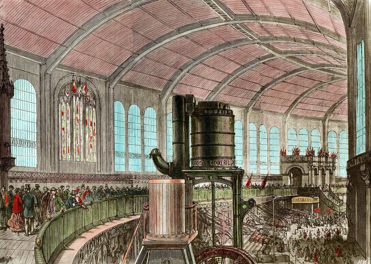 1867年世界博览会上的埃菲尔机器展厅 19世纪的雕刻作品 作者 未知艺术家