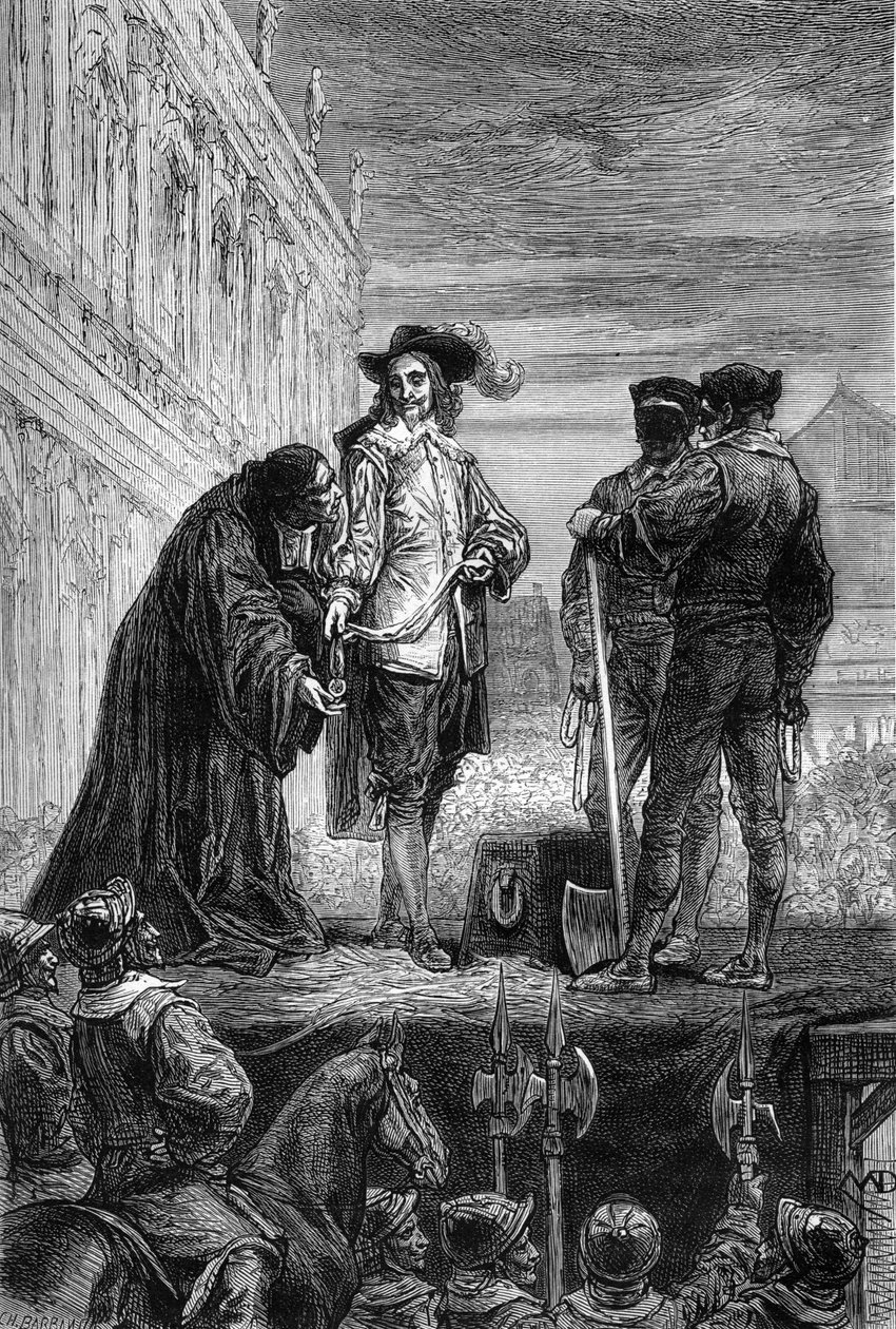国王查理一世的处决--英格兰国王查理一世-斯图亚特（1600-1649）在白厅的处决--国王说 "记住你"，将他的项链交给死者--《英格兰历史，从最古老的时代开始》中的雕版。 作者 未知艺术家