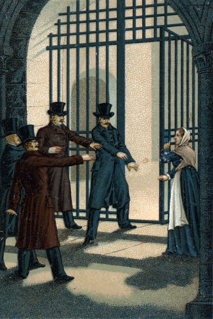 拉罗谢尔的四位警长（Bories、Pomier、Raoulx和Goudin）在复辟时期被指控想在1822年推翻君主制和断头台。他们的罪行是属于夏邦内里（Carboneria）。 作者 未知艺术家