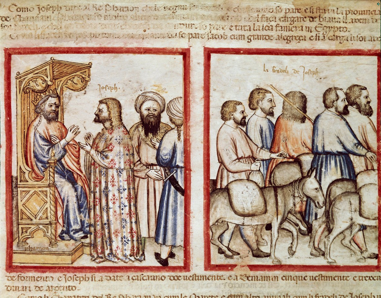 法老将他的梦想从 Codex 212（或 padovano 或 Padua 圣经）1390-1400 Rovigo, Accademia dei Concordi 中告诉 Joseph Miniature 作者 未知艺术家