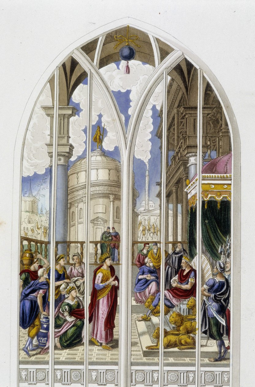 The Queen of Sheba before King Solomon - from a stained glass window 作者 未知艺术家
