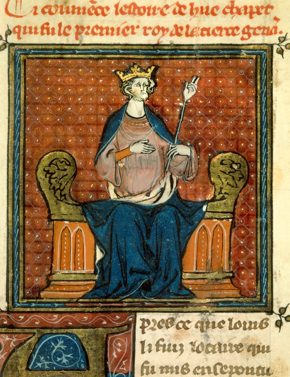 Hugues Capet (941-996)988年的仪式，来自13或14世纪的一份手稿的缩影。巴黎，B.N. 作者 未知艺术家