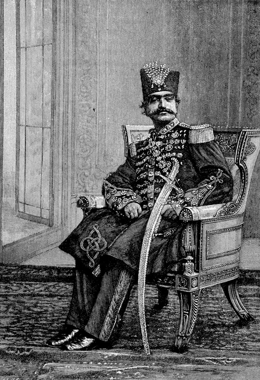 波斯国王纳斯尔-德-丁（Nasser-ed-din），身着礼仪服装。 作者 未知艺术家