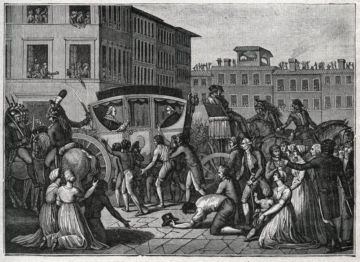 教皇庇护六世（Giovanni Angelo Braschi dit Pius VI, PIO 1717-1799）于1799年抵达格勒诺布尔。1800年的雕版画。 作者 未知艺术家