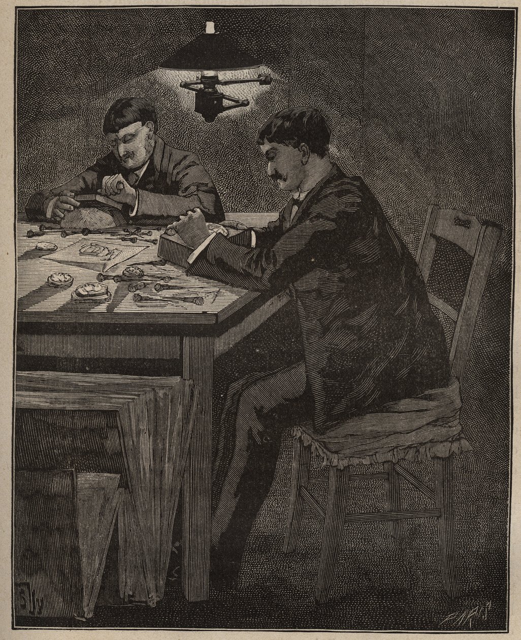 青石艺术：卡米壳（camee-shell）的雕刻。雕刻于1885年的 "Les arts et metiers illustrstres"，作者是Adolphe BITARD。 作者 未知艺术家