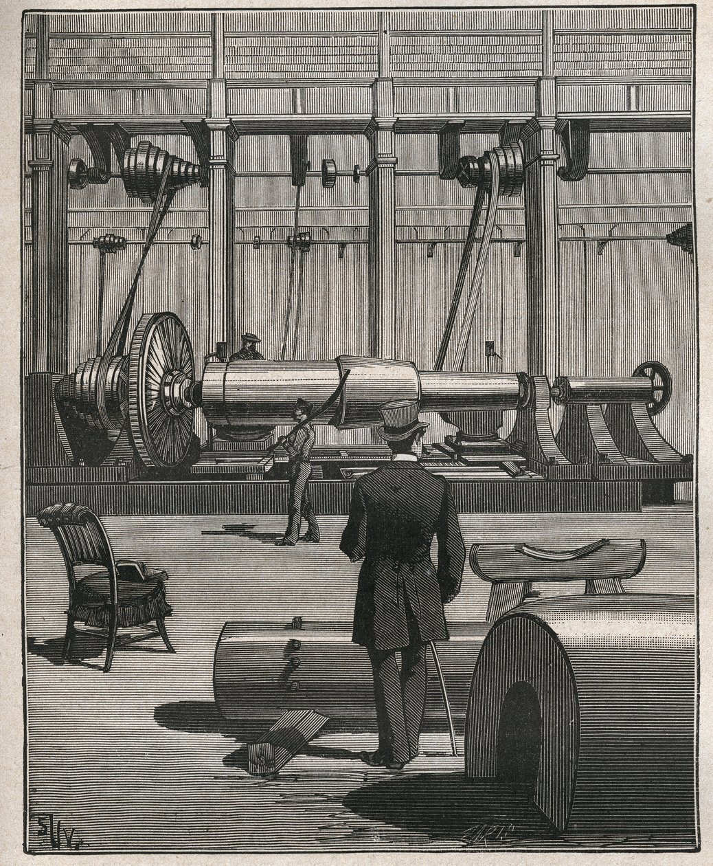 旅游的艺术：射击钢制怪物大炮。阿道夫-比塔尔（Adolphe BITARD）于1885年在 "Les arts et metiers illustrstres "中的版画作品。 作者 未知艺术家