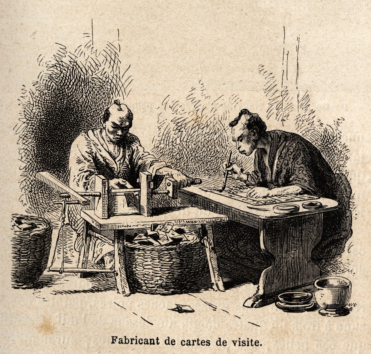 The business card manufacturer. Engraving to illustrate the voyage to Japan in 1863-1864, by Aime Humbert, minister of the Swiss Confederation, in “Le tour du monde, nouveau journal des voyages”, published under the direction of Edouard Charton 作者 未知艺术家
