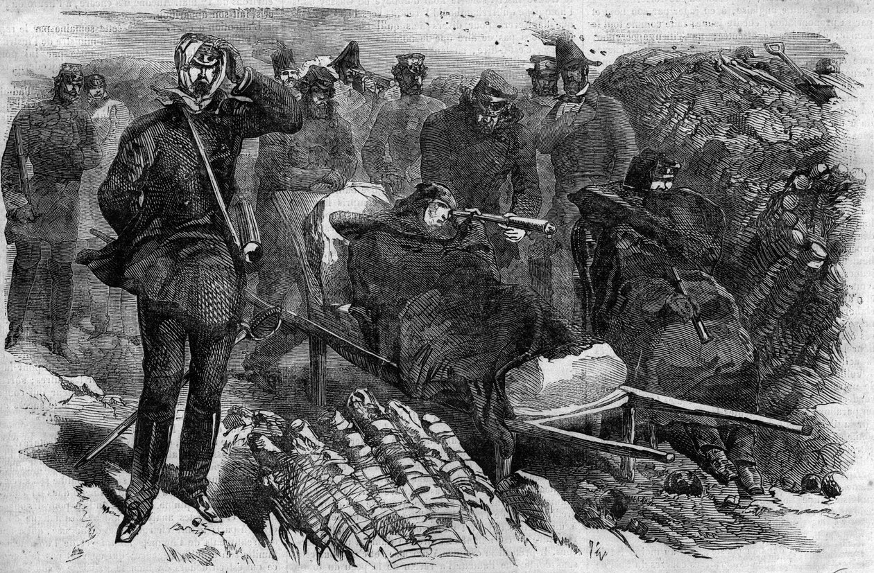 1868年4月13日攻占埃塞俄比亚的马格达拉：罗伯特-科内利斯（Cornelius）-纳皮尔将军（1810-1890）的部队攻克了阿比西尼亚的要塞--1868年纳皮尔及其工作人员在马格达拉之前的情况。 作者 未知艺术家