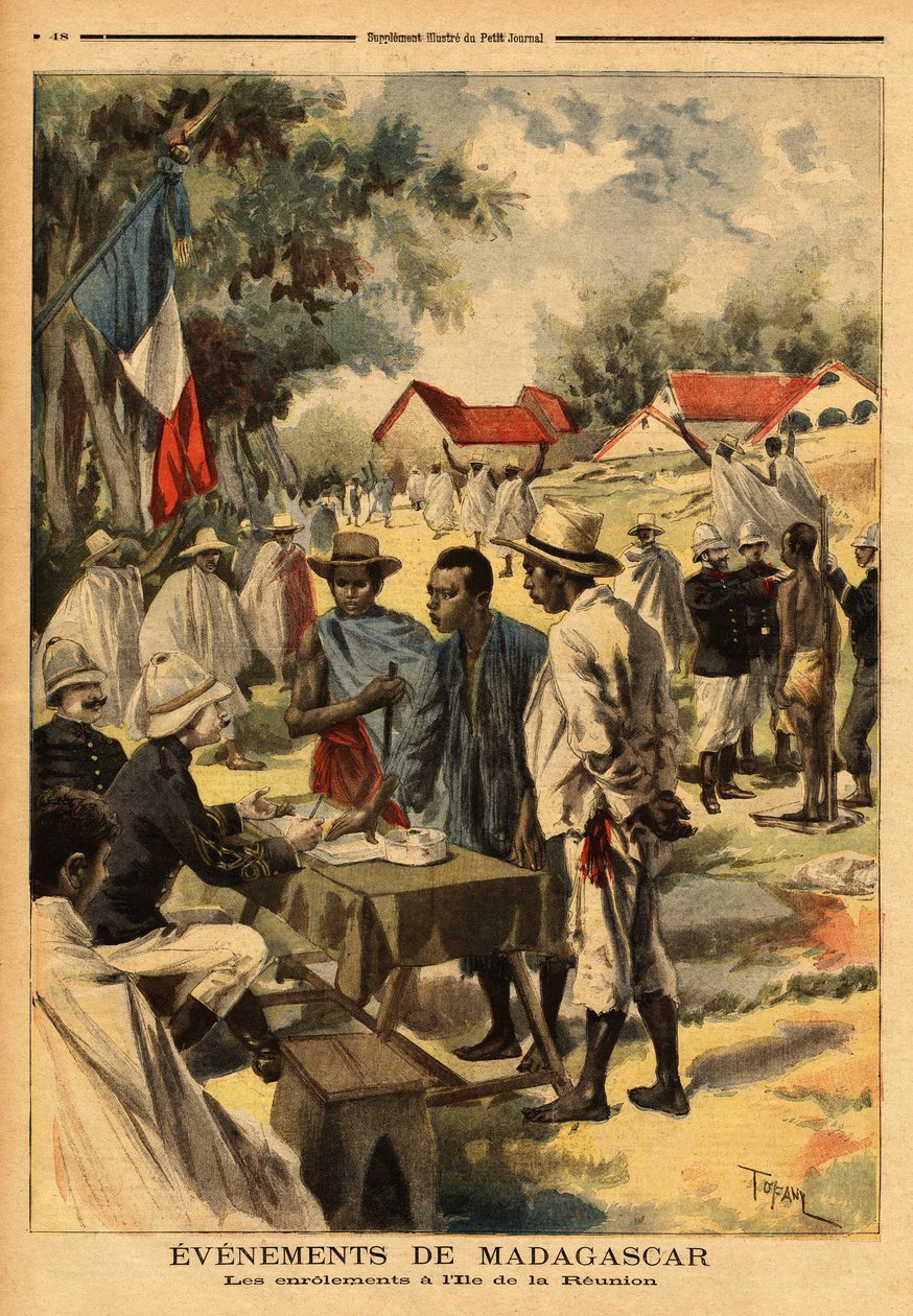 The coils on the island of Reunion; for the first time since its creation, the 1889 law, which equates the inhabitants of the colonies, from a military point of view, to the conscripts of the metropolis, was applied to strengthen the troops that would figh 作者 未知艺术家