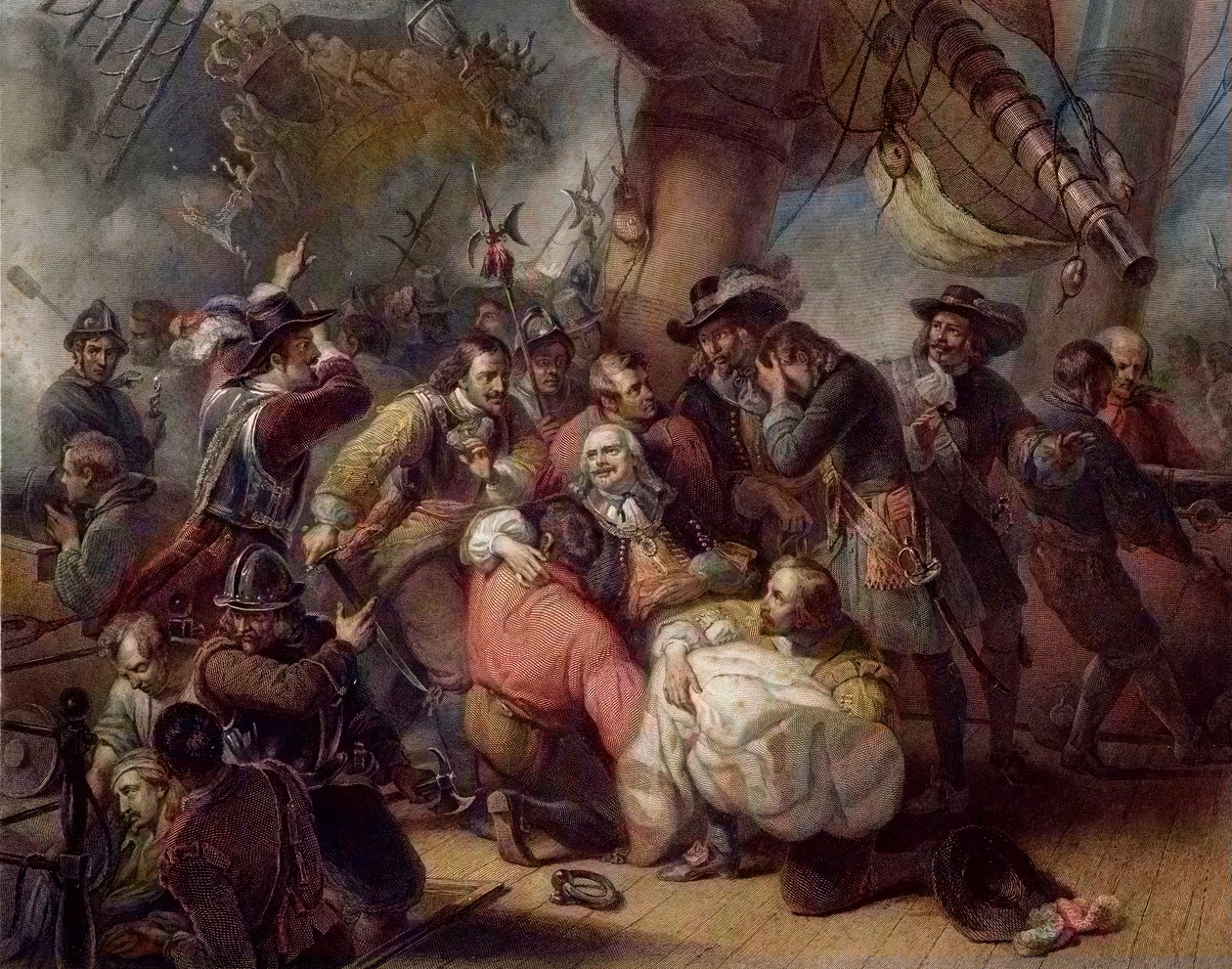 德鲁伊特海军上将之死--米歇尔-德鲁伊特（Michiel Adriaenszoon de Ruyter，1607-1676）之死，联合省海军中将，海军英雄，在17世纪的英荷战争中发挥了重要作用，对抗E 作者 未知艺术家