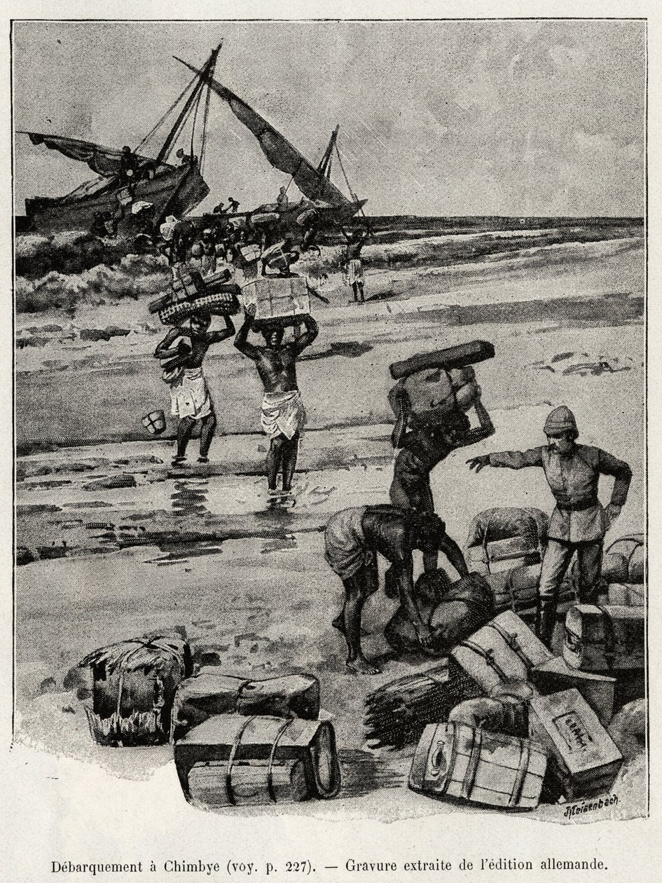 彼得斯探险队在钦比耶（坦桑尼亚）的登岸情况。彼得斯医生（1856-1918）的故事 "Au secours d