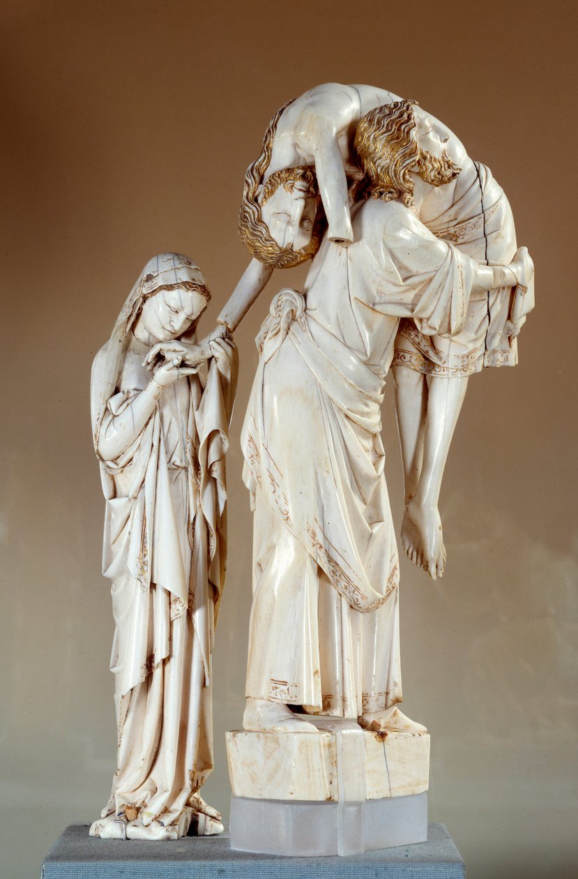 The descent of the cross: Christ carries by Saint John, the Virgin Group scult in ivory. End of the 13th century. Paris, Louvre Museum 作者 未知艺术家