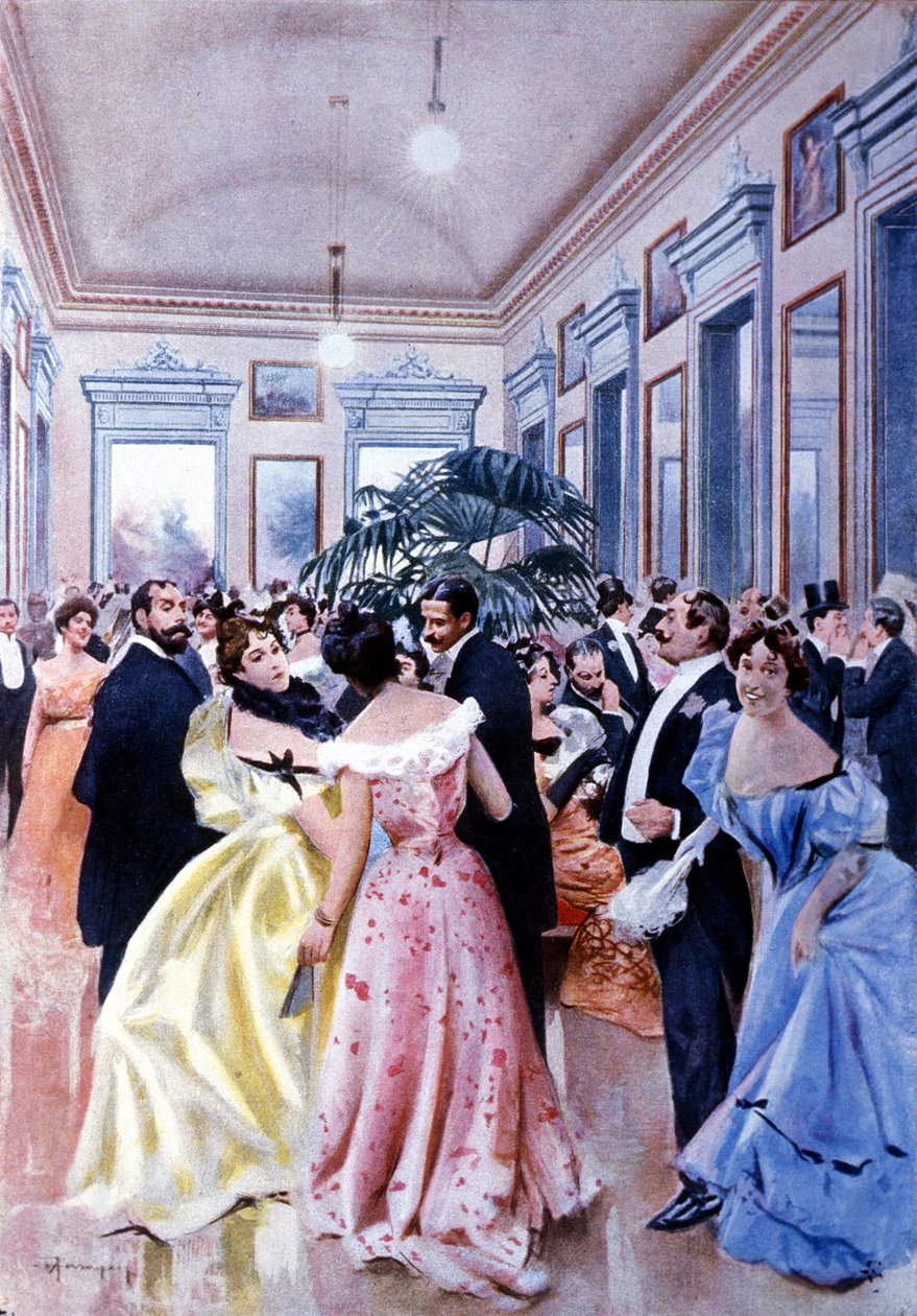 米兰斯卡拉歌剧院 (Teatro alla Scala) 剧院的门厅。 1890 年。 作者 未知艺术家
