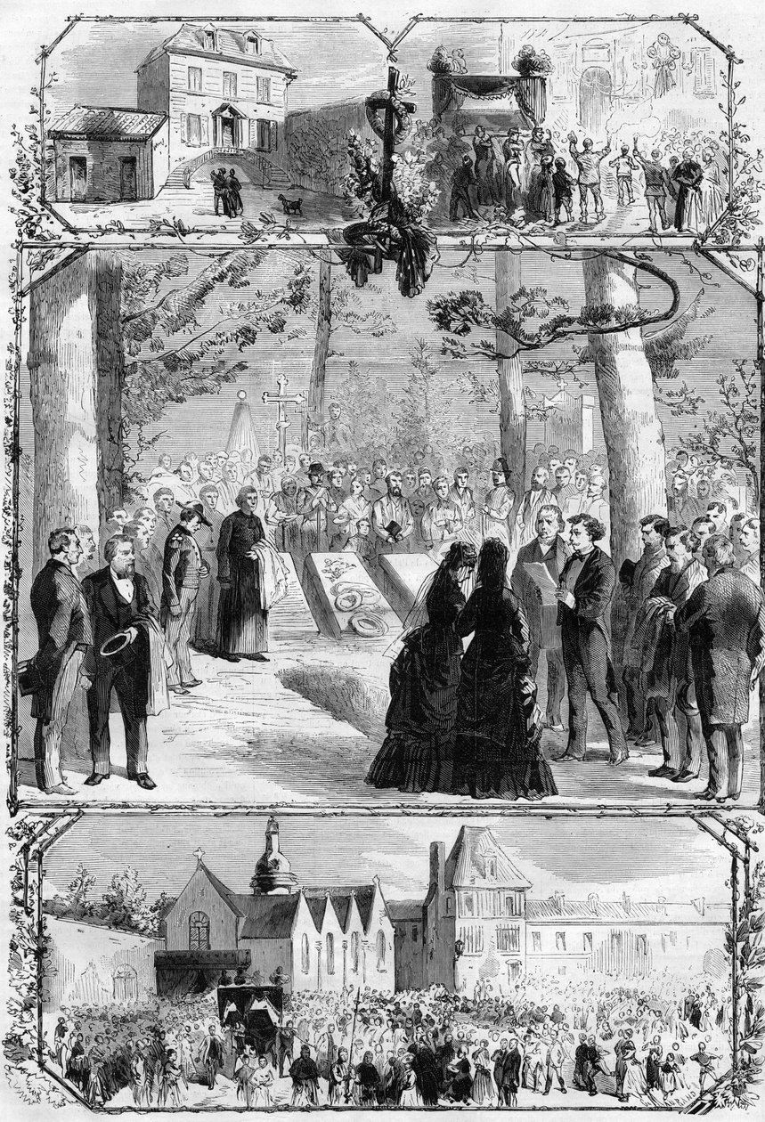 大仲马(Alexandre Dumas pere)(1802-1870)在Villers Cotterets(Villers-Cotterets)举办的葬礼。在 "L