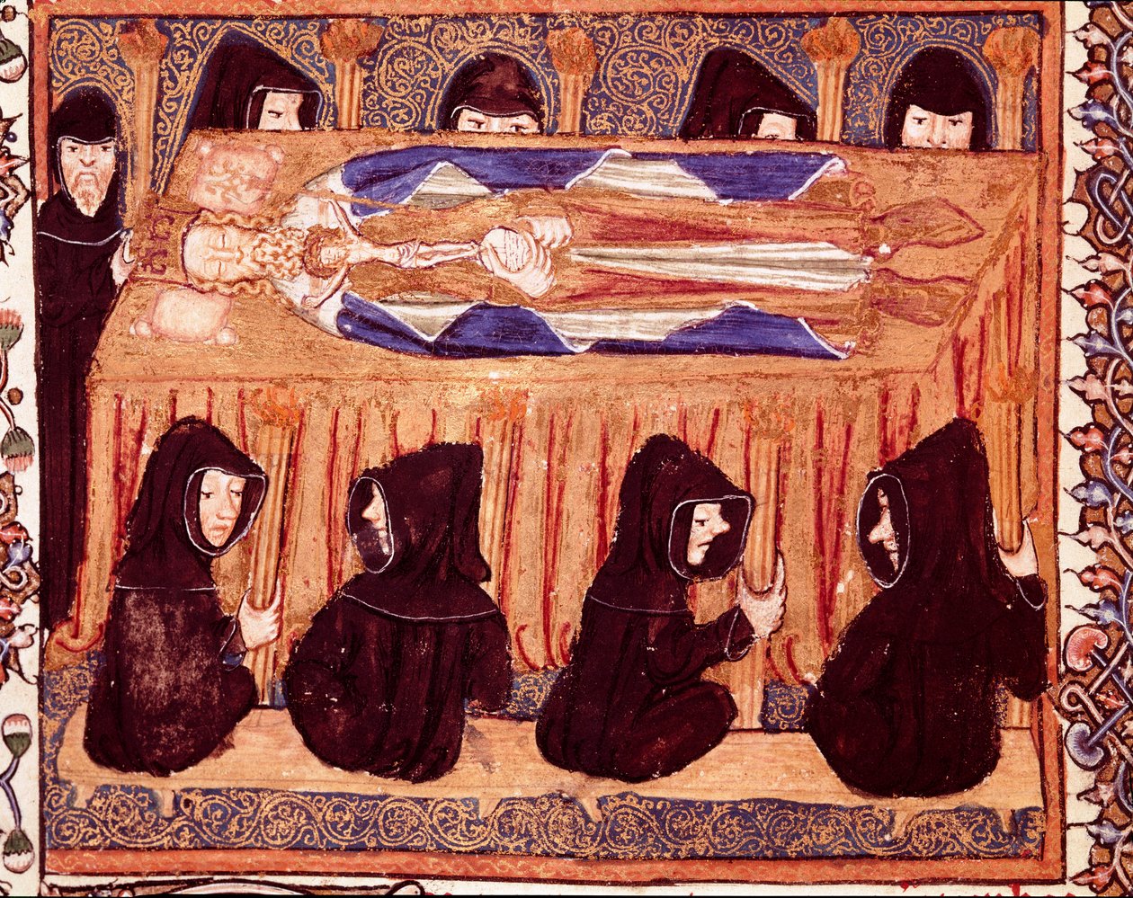 The funeral of a Miniature king from the manuscript “” Liber regalis”” 14th century Pamplona, archive of Navarre 作者 未知艺术家