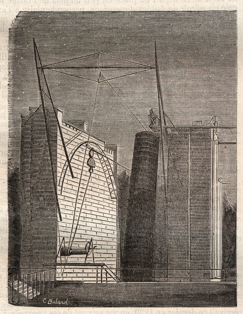 由威廉-帕森斯（Willliam Parsons）设计的大型镜面望远镜（或称利维坦），称为罗斯勋爵（1800-1867），从比尔城堡到帕森斯敦（爱尔兰）。 作者 未知艺术家