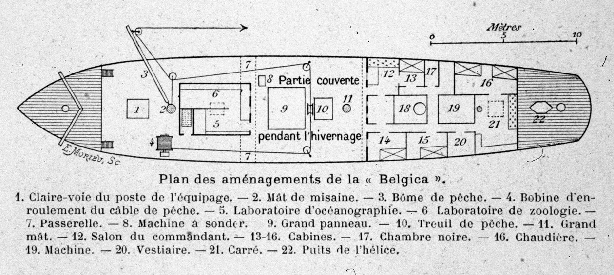 用于南极科考的比利时科学船“Belgica”号布局图 作者 未知艺术家