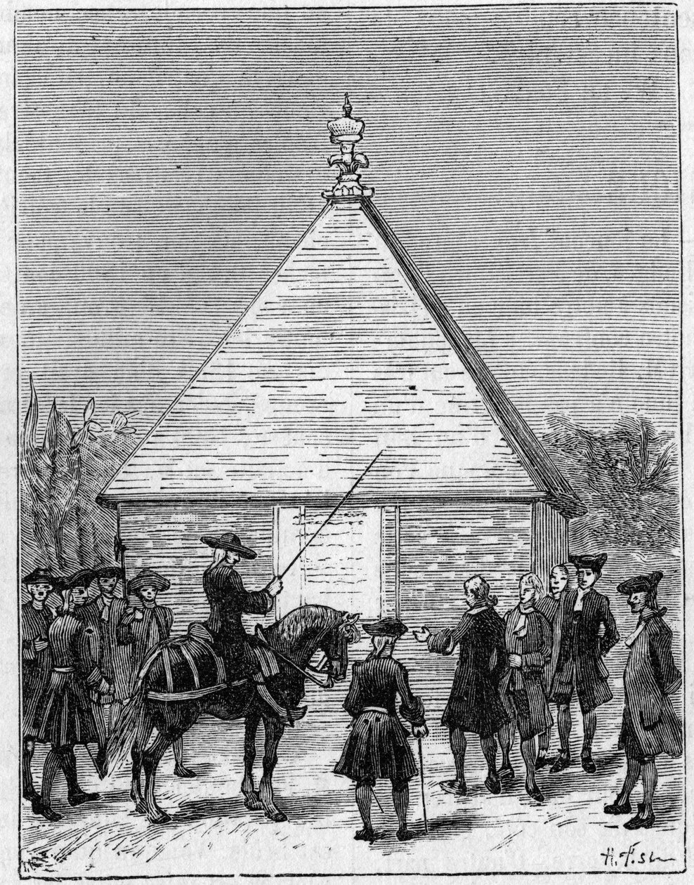 18世纪厄瓜多尔的度量衡：秘鲁Carabourou的金字塔，由La Condamine在1736年提出。雕刻于1891年2月28日的《自然：科学与艺术和工业应用杂志》。 作者 未知艺术家