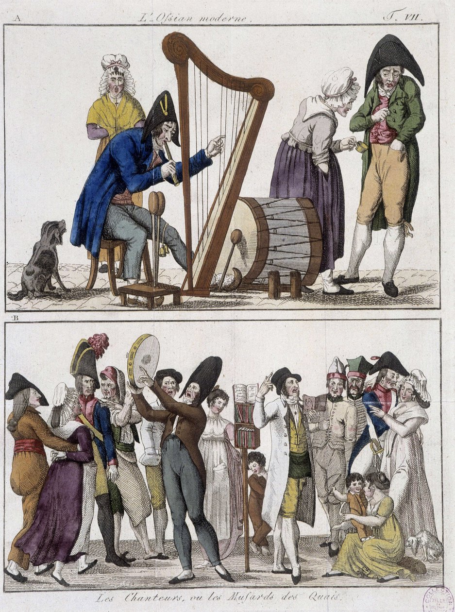 现代 Ossian（男子管弦乐队）和“”The Singers or the musards of the Docks”””（街头音乐家）——埃皮纳勒的形象 作者 未知艺术家
