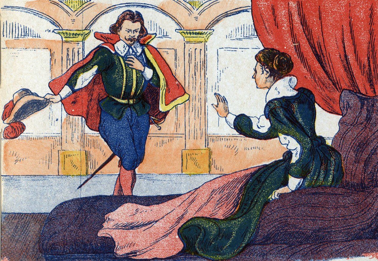 公主的觉醒。法国作家Charles Perrault (1628-1703)的故事 "La belle au bois dormant "的插图。匿名插图。图片来源：Marcel Vagne，Jarville Nancy，无日期（19世纪末）。 作者 未知艺术家
