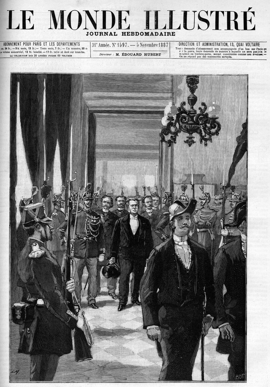 1887年的出租房，校长Charles Floquet（1828-1896）为首。1887年的 "图画世界 "的封面。 作者 未知艺术家