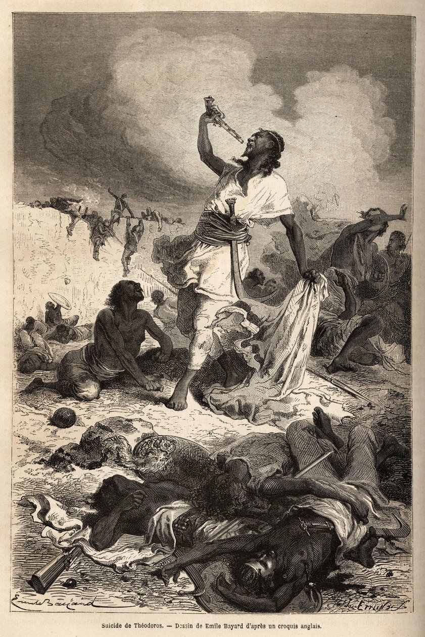 埃塞俄比亚皇帝西奥多罗二世（Tewodros）（约1818-1868）于4月13日自杀。 作者 未知艺术家