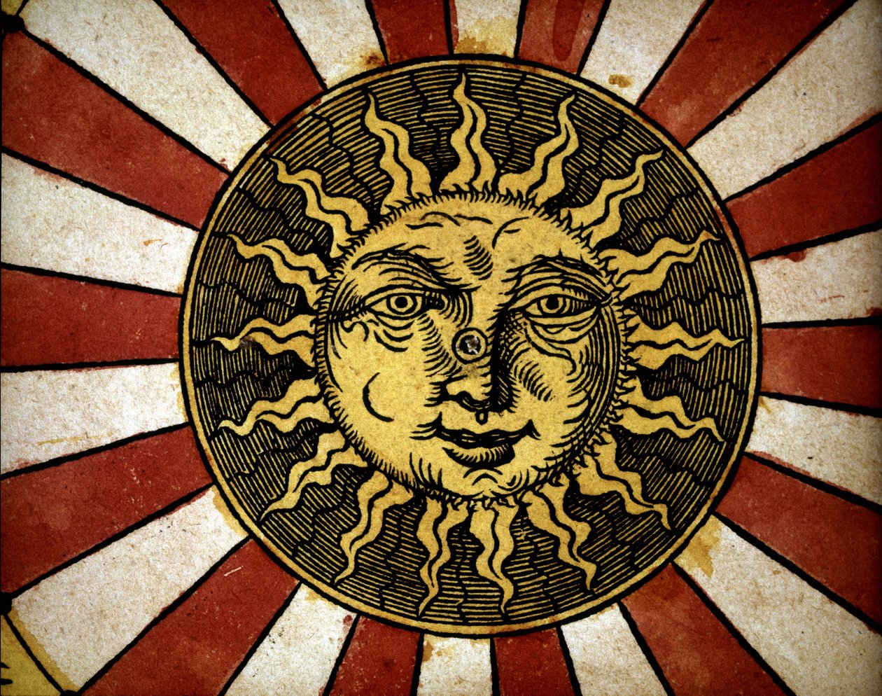 太阳 - 在““Astronomicon caesarum””中，16 世纪的论文。 作者 未知艺术家