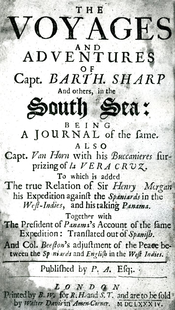 Bartholomew Sharp 船长和其他人在南海的航行和冒险，约 1684 年 作者 未知艺术家