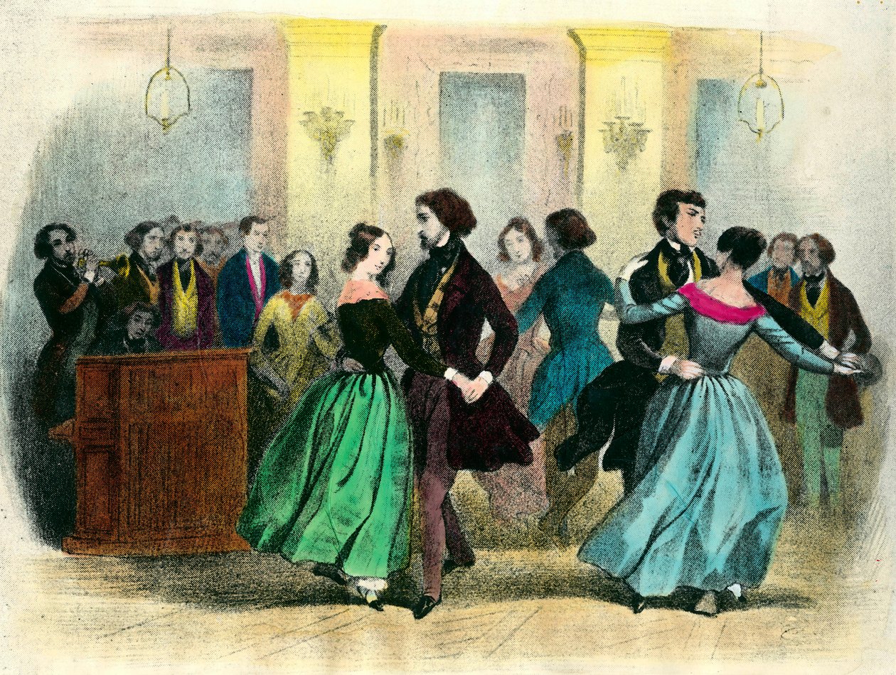 The waltz: a ball in the middle class. 19th century lithography. 作者 未知艺术家