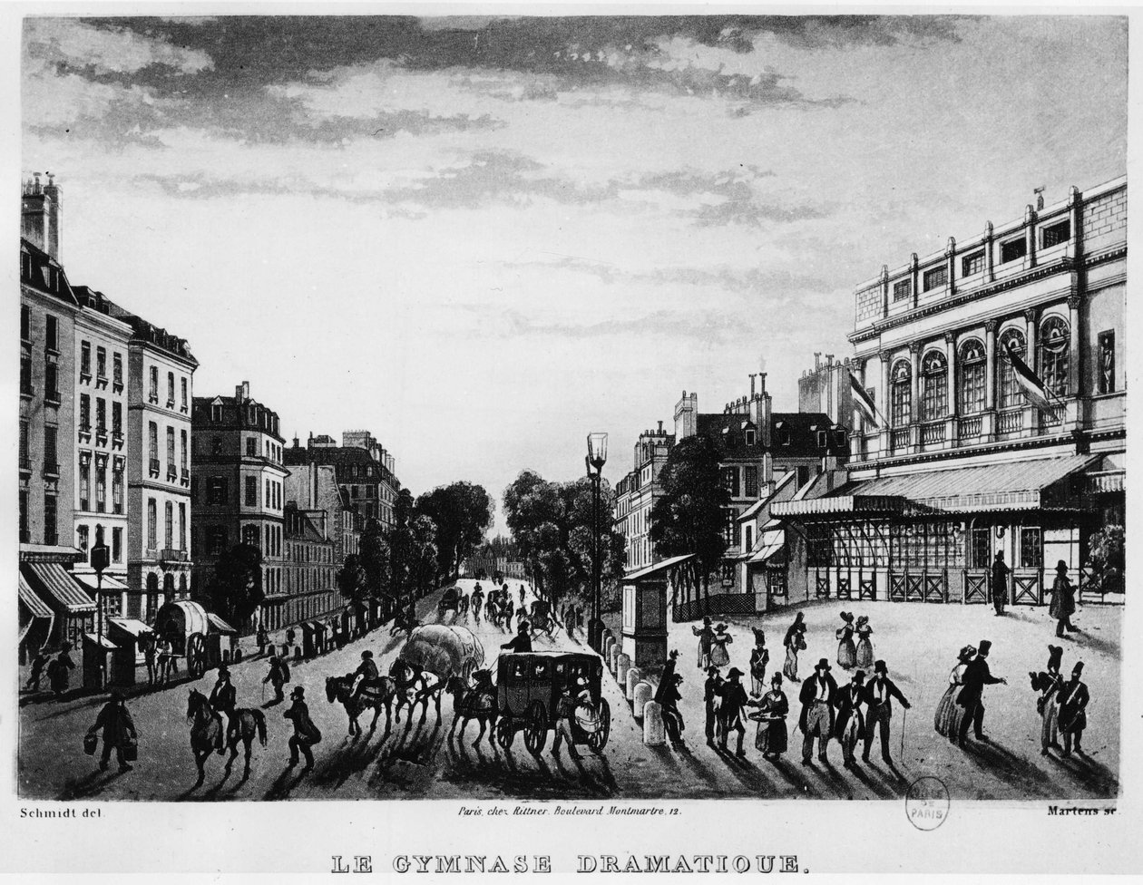 Theatre: the Dramatic Gymnasium of Boulevard Bonne Nouvelle - engraving 作者 未知艺术家