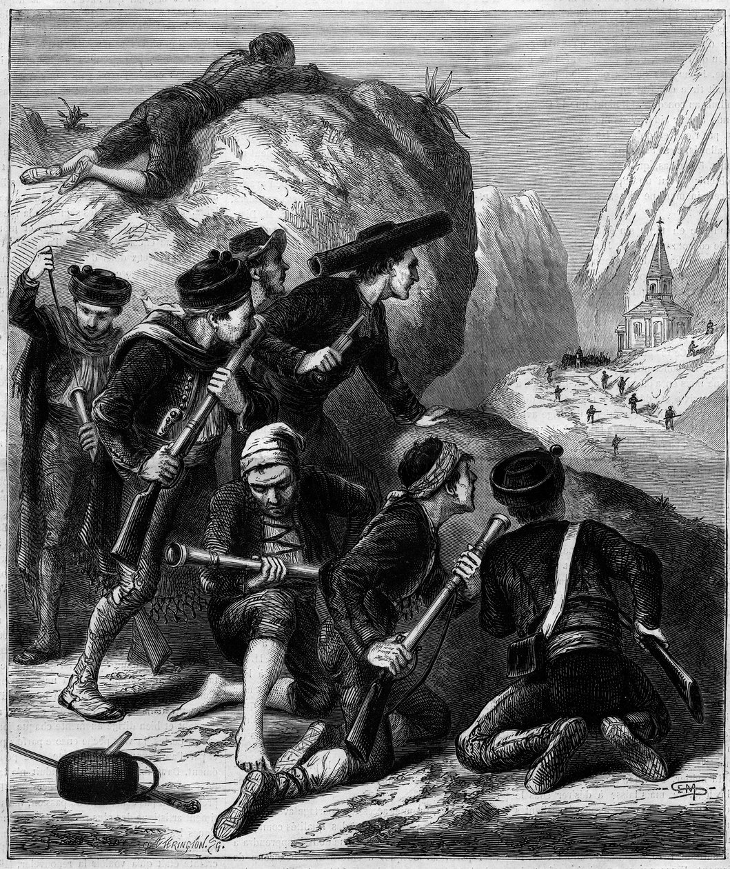 第三次卡洛斯战争（1872-1876）：卡洛斯在纳瓦拉的一次伏击。 作者 未知艺术家