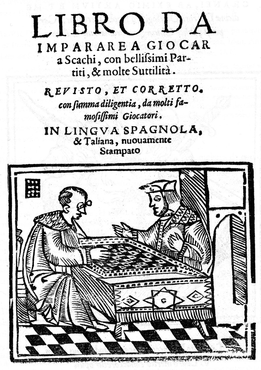 1512年佩德罗-达米亚诺（Damiao de Odemira 1480-1544）的 "Questo libro et de imparare giocare a scachi"（国际象棋）扉页。 作者 未知艺术家