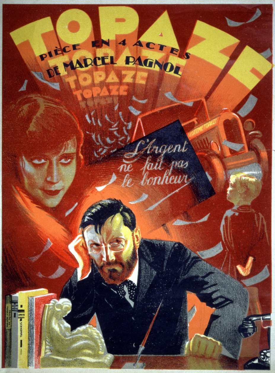 Topaze》，帕格诺戏剧作品，约 1930-1940 年（海报） 作者 未知艺术家