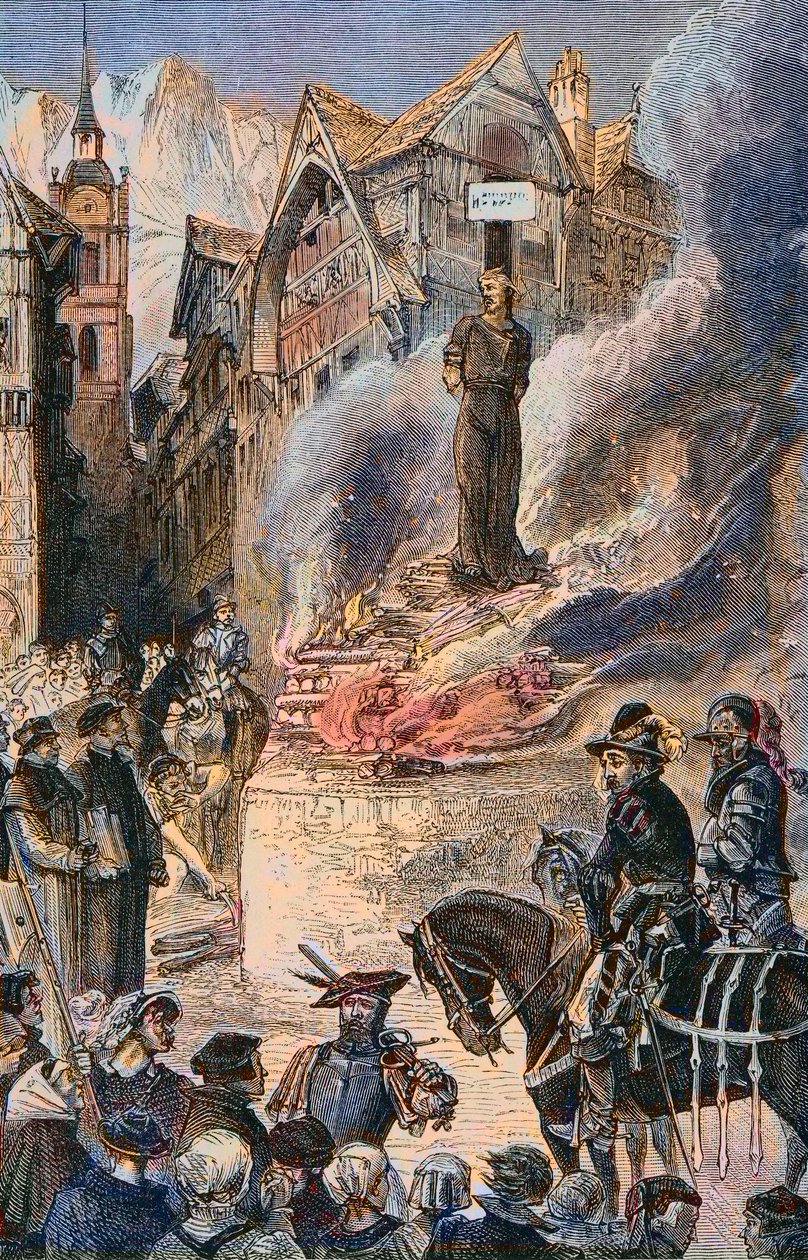 米歇尔-塞尔维特在日内瓦的酷刑(Michael Servetus) (Michel de Villeneuve) 西班牙医生和神学家(1511-1553) - Le torice de Michel Servet (Miguel Serveto) (1511-1553) 日内瓦，西班牙医生和神学家 雕刻版画 作者 未知艺术家