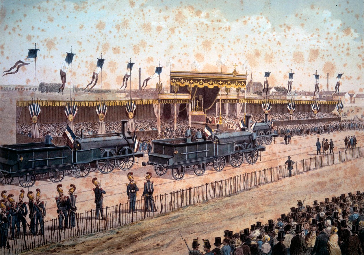 交通：巴黎和斯特拉斯堡之间的铁路线通车。1864.雕刻 巴黎，B.N. 作者 未知艺术家