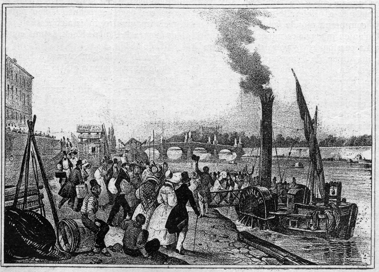 维克多-让（Victor-Jean）-亚当（1801-1866）。"乘坐蒸汽船的圣云之旅" 作者 未知艺术家