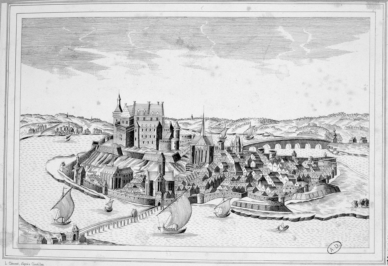 1640 年的德泽视图 - 雕刻 作者 未知艺术家